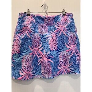 Lilly Pulitzer Monica Blue Pink Pineapple Skort 14 Vacation Beach Golf